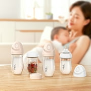 Gulicola Natural Glass Bottles for Newborn Babies, Breast Like, Extra Slow Flow, 0 Months+, 3 oz, 2 Pack