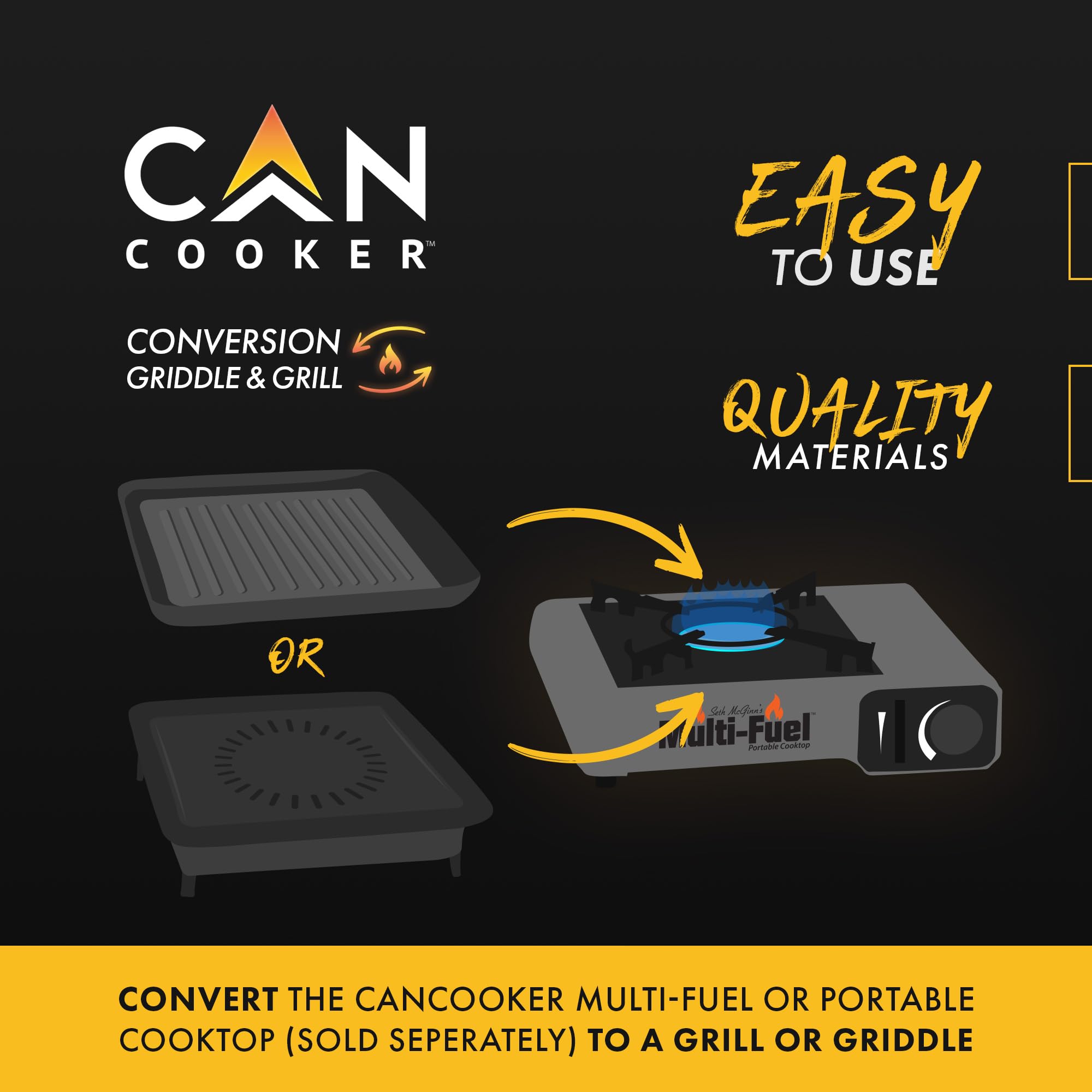 CanCooker Portable Conversion Grill, 12 x 12 Inches, Black