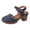 Blue, variant on Women's Closed Toe Block Heel Suede Clogs with Hook Loop Retro Studded Slingback Platform Sandals Lightweight Dress Shoes White Size 6