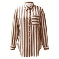 thumbnail image 3 of ZOELNIC Women's Striped Button Down Shirts Casual Long Sleeve Stylish V Neck Blouses Tops with Pockets, M, 3 of 5