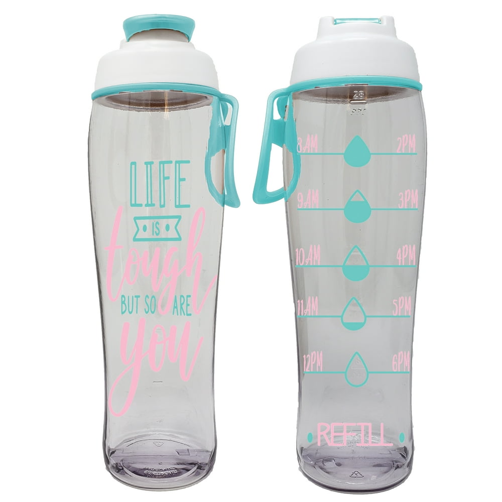 BPA Free Reusable Water Bottle with Time Marker - 30 oz. Motivational ...