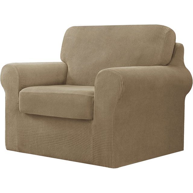 CHUN YI Stretch Checks Spandex Sofa Cover Separate Backrests Cushions Cover Slipcover