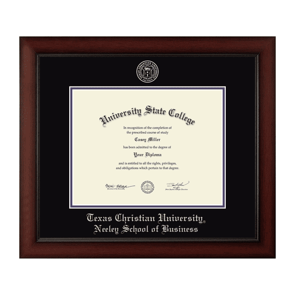 Framerly - TCU Business Diploma Frame with Black and Purple Mat