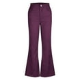 thumbnail image 6 of Womens Plus Size Pants Solid Color Corduroy Trousers Loose Elegant Flare Leg High Waist Casual Pants for Women Purple L, 6 of 6