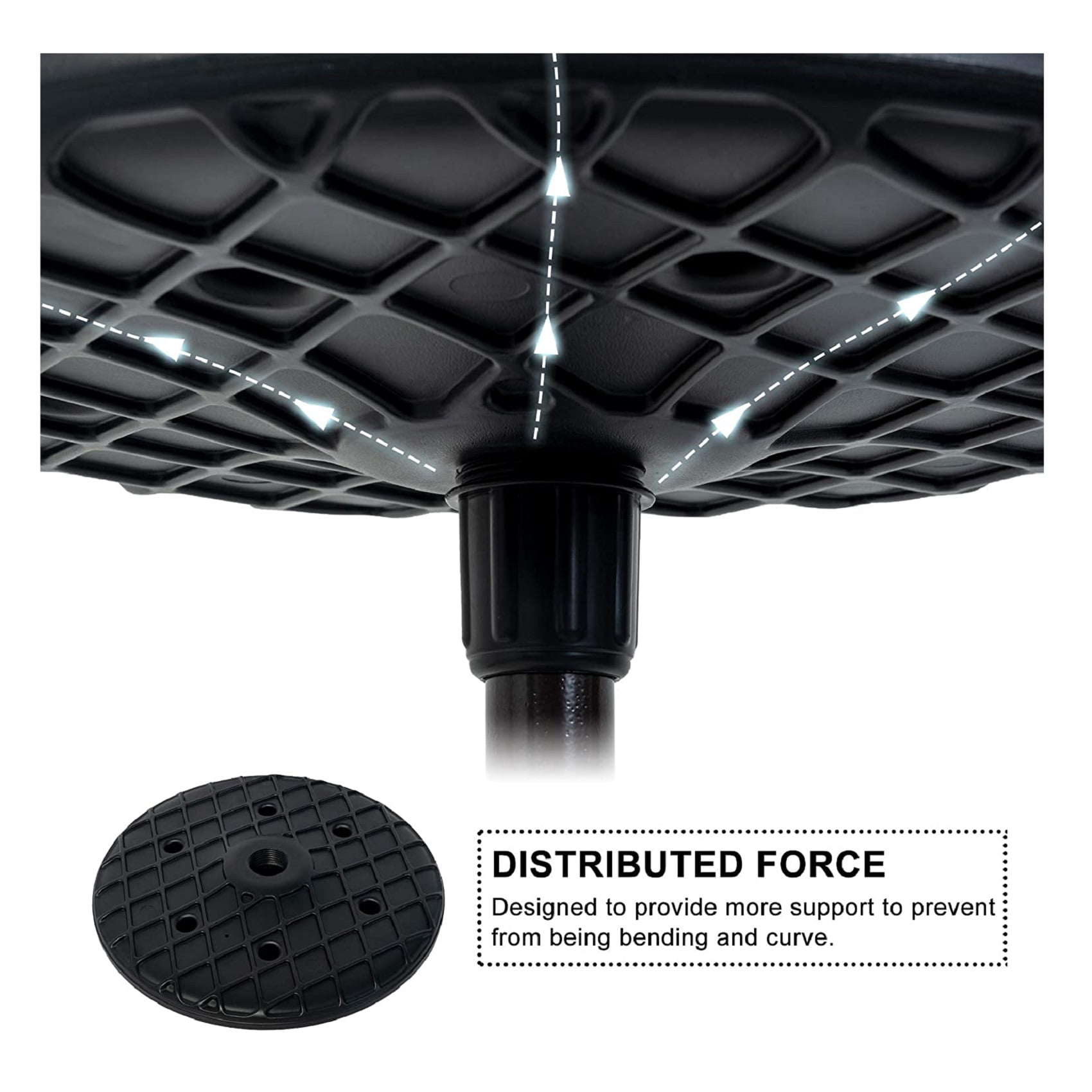 Prime Garden Adjustable Round Umbrella Table with umbrella Hole for Patio Outdoor, Black