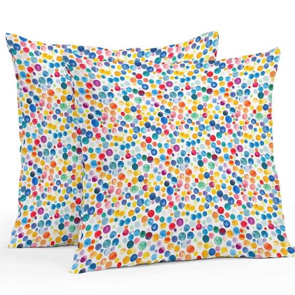 Polka Dots Outdoor Pillow Covers Pack of 2 Watercolor Blue Yellow Red Waterproof Throw Pillow Covers Decorative Cushion Cases for Patio Garden Tent Balcony Couch 16x16 inch