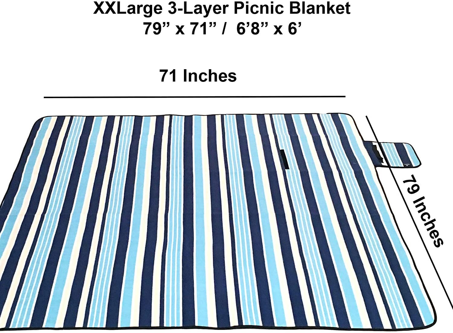 ANJ Outdoors XXL 3-Layer Waterproof Outdoor Blanket / Picnic Blanket for Picnic, Beach and Camping