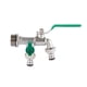 thumbnail image 1 of Double Tap 1 Inch and 1 * 3/4 Inch Outlet with Thicken Outlet Valve Detachable for Garden Drinking Water Farm Crops with Green Handle, 1 of 5