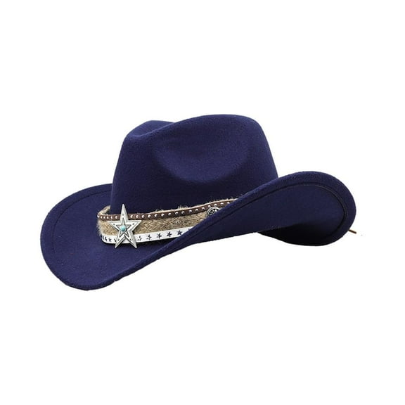 Curved Brim Woman Men Cowboy Hat for Summer Sunproof Hat Ethnic Style Hat Rope Decor Cowgirl Hat Windproof for Adult