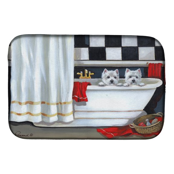 Westie Pour Le Bain Bathtime Dish Drying Mat