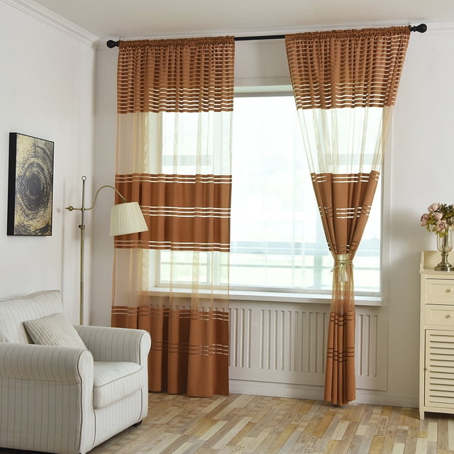 Leaves Sheer Curtain Tulle Window Voile Drape Valance 1 Panel Fabric