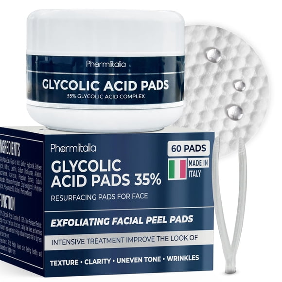 Almohadillas de ácido glicólico para la cara - Almohadillas exfoliantes rejuvenecedoras con 35 % de ácido glicólico para una piel más suave - Almohadillas exfoliantes para la cara y el cuerpo - Almoha