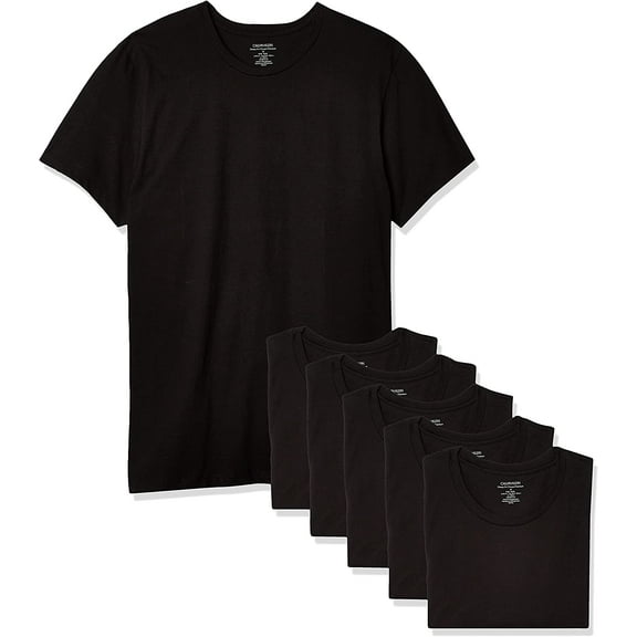 Calvin Klein Mens Cotton Stretch Multipack Crew Neck T-Shirts 5 Black 5 Pack Small