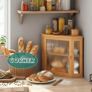 YUCHANG Corner Bread Box for Kitchen Counter, Bamboo Large Capacity Bread Storage Bin with Acrylic Door Panel