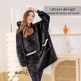 thumbnail image 6 of RUIKASI Wearable Blanket Hoodie Adult - Comfy Sherpa Blanket Hoodie Sweatshirt for Women Men, Hooded Blanket with Sleeves and Giant Pockets as Gifts for Adult, Black, Small, 6 of 7