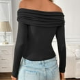 thumbnail image 5 of TFEOQRY Women's Off Shoulder Long Sleeve Top Ruffle Casual Party Going Out Crop Fashion Shirt Black, 5 of 6
