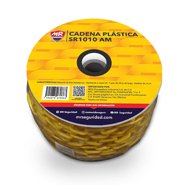 Cadena De Plástico Industrial Amarilla Rollo Con 50 Metros Sr1010 MR SR1010AM