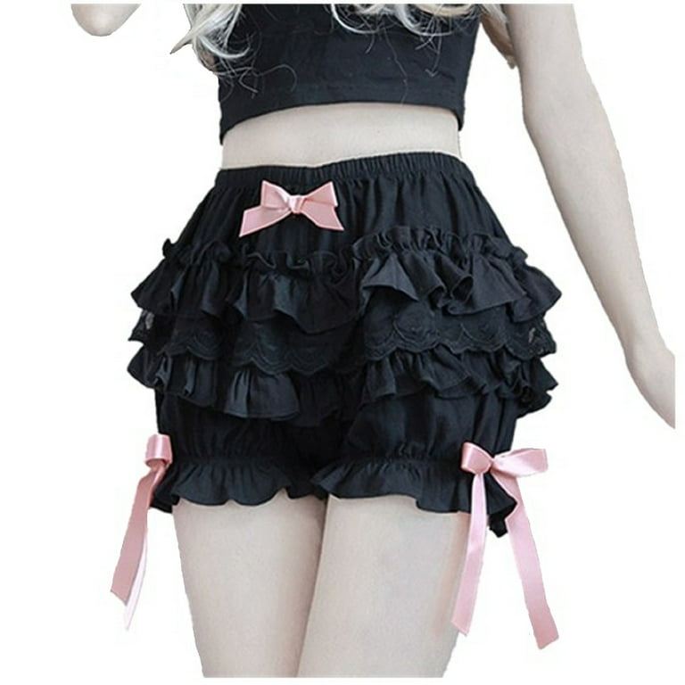 Women Adult Ice Silk Ruffled Pumpkin Shorts Pants Bloomers Safety