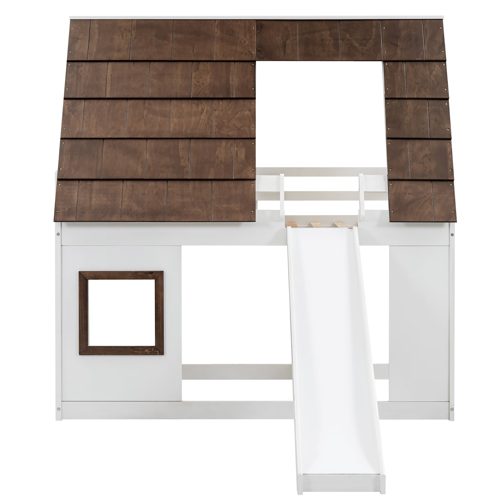Euroco Pine Wood Bunk Bed, Twin for Kids Teens Bedroom, White