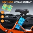 thumbnail image 6 of NOMIGO Electric Tricycle for Adults Folding Electric Trike 3 Wheel Electric Trike with Two-seater Large Basket Super Powerful Brushless 500W Motor 48V15AH Lithium Battery Max 20MPH E-Tricycle Orange, 6 of 10
