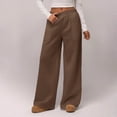 thumbnail image 2 of Mlzmgr Womens Wide Leg Sweatpants Casual Athletic Elastic High Waisted Baggy Thick Fall Winter Pants Trendy Outfits(X-Small,Coffee), 2 of 9
