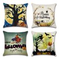 thumbnail image 1 of Juego de 4 fundas de almohada para decoración de Halloween, 18.0 x 18.0 in, decoración de Halloween, liquidación de truco o trato, granja, calabaza, murciélago, funda de almohada para sofá, sala de es, 1 of 5