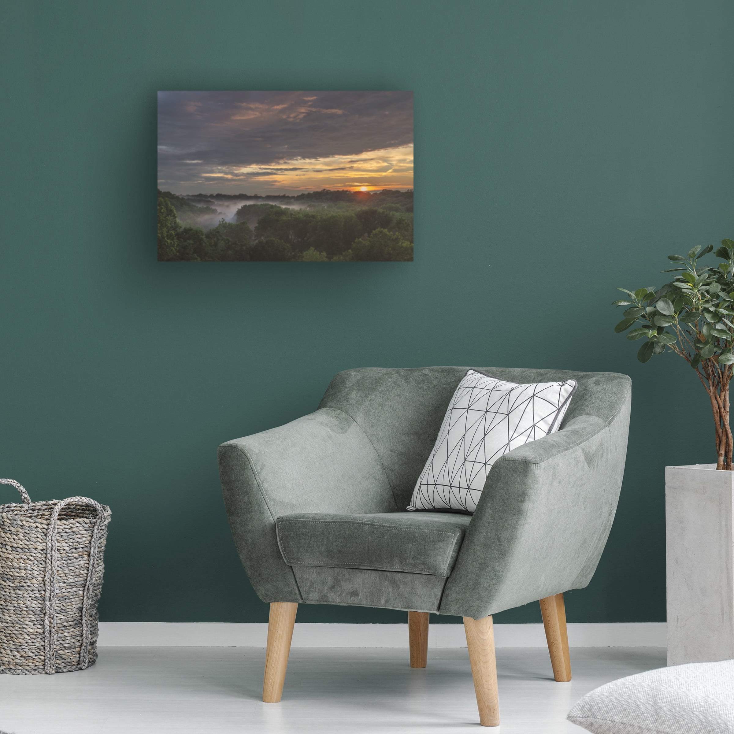 Kurt Shaffer Photographs 'Foggy Misty Sunset In Ohio' Canvas Art