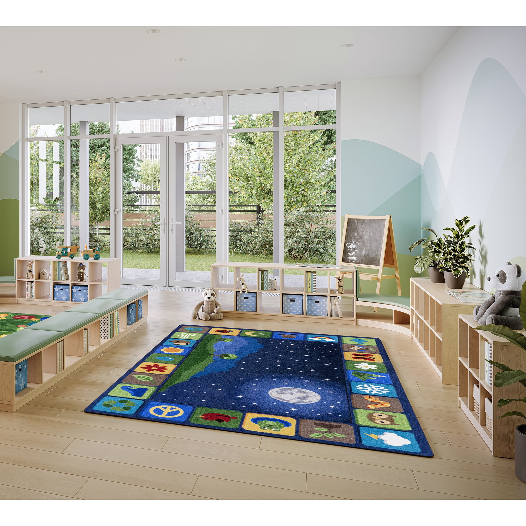 Joy Carpets Peaceful Planet 5'4" x 7'8" Indoor Area Rug in Color Multi