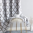 thumbnail image 5 of THD Moroccan Trellis Lattice Decorative Blackout Thermal Privacy Room Darkening Grommet Window Drapes Curtain Panels for Bedroom - Set of 2 (Platinum White Grey, 37 W x 84 L), 5 of 6