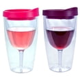 thumbnail image 1 of Ensemble de Gobelets à Vin avec Couvercles Rouges et Roses, 16 Oz, Lot de 2 - Southern Homewares - Gobelets en Acrylique Isolés à Double Paroi Transparents, 1 of 4