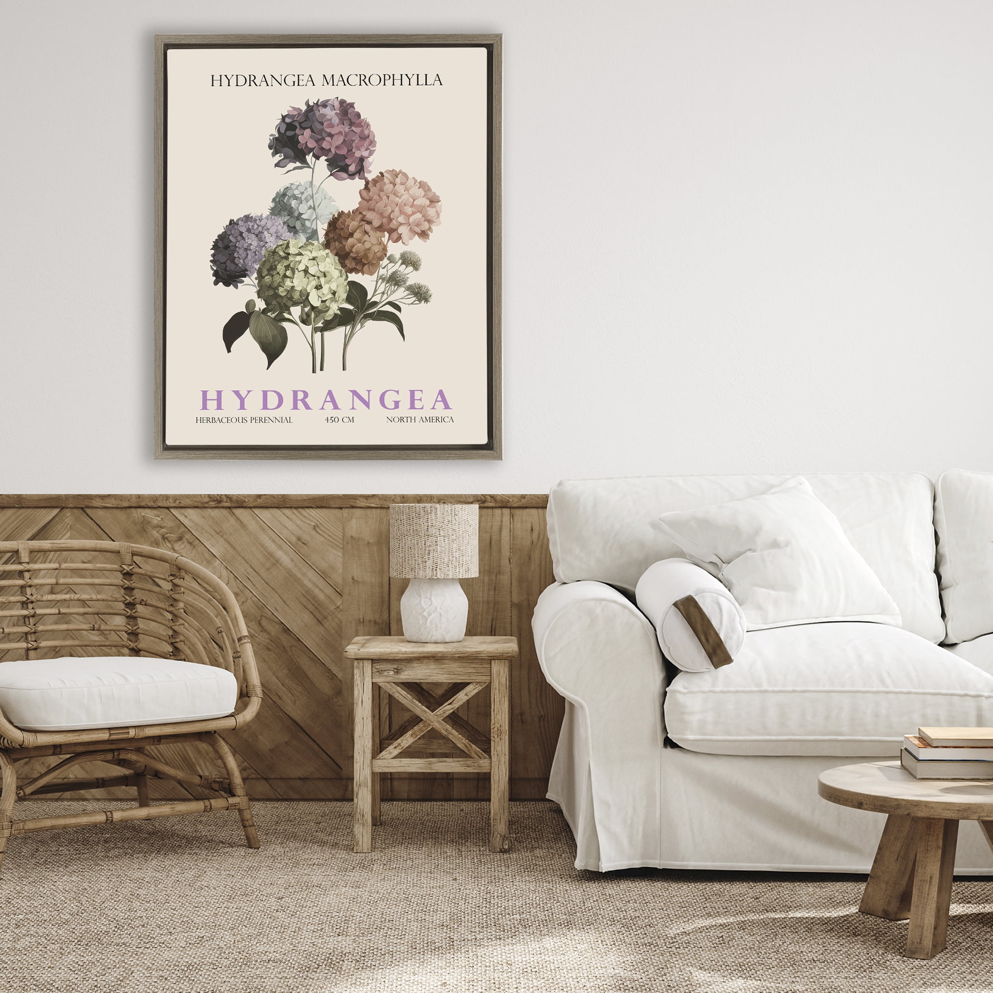 Stupell Industries Nature Hydrangea Bundle Brown Framed Floater Canvas Wall Art, design by Christopher Giampietro