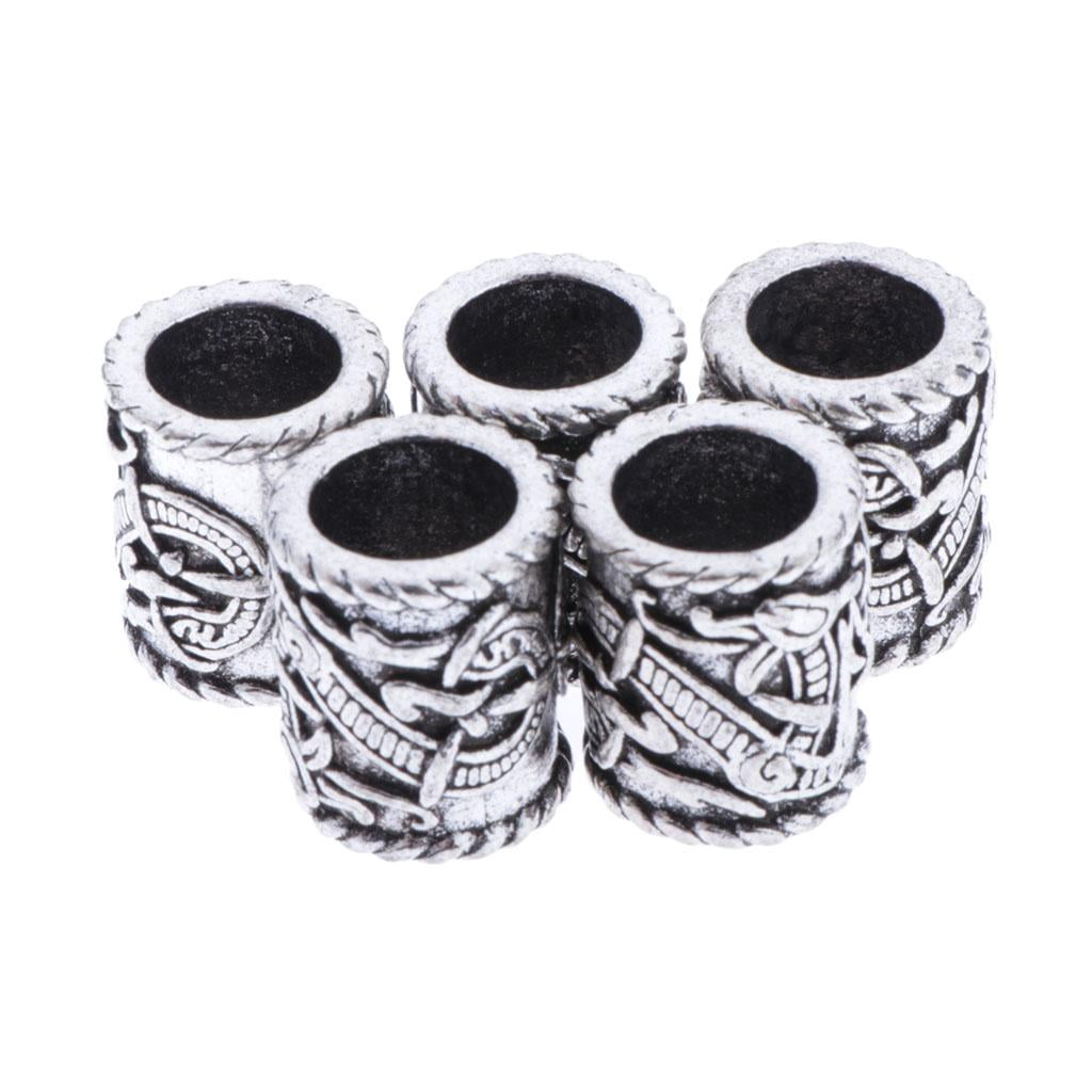 HILABEE 2-3 of pack 5 Pieces Large Viking Rune Beads for Hair Beard DIY 3 Pcs