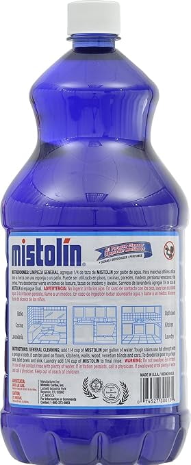 (8 pack) Mistolin Disinfectant, all-purpose cleaner, 64 oz bottle, lavender scent, best cleaner for bathrooms, floors and kitchens.