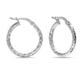 thumbnail image 5 of LeCalla 925 Sterling Silver Texture Hoop Earrings for Women | Small Diamond-Cut Twisted Hoop Earring | Womens Click-Top Earring Hoops 25MM, 5 of 7