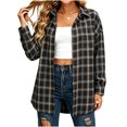 thumbnail image 4 of Tsivenald Womens Plaid Flannel Shirts Casual Roll up Long Sleeve Boyfriend Button Down Checkered Shirt, 4 of 7