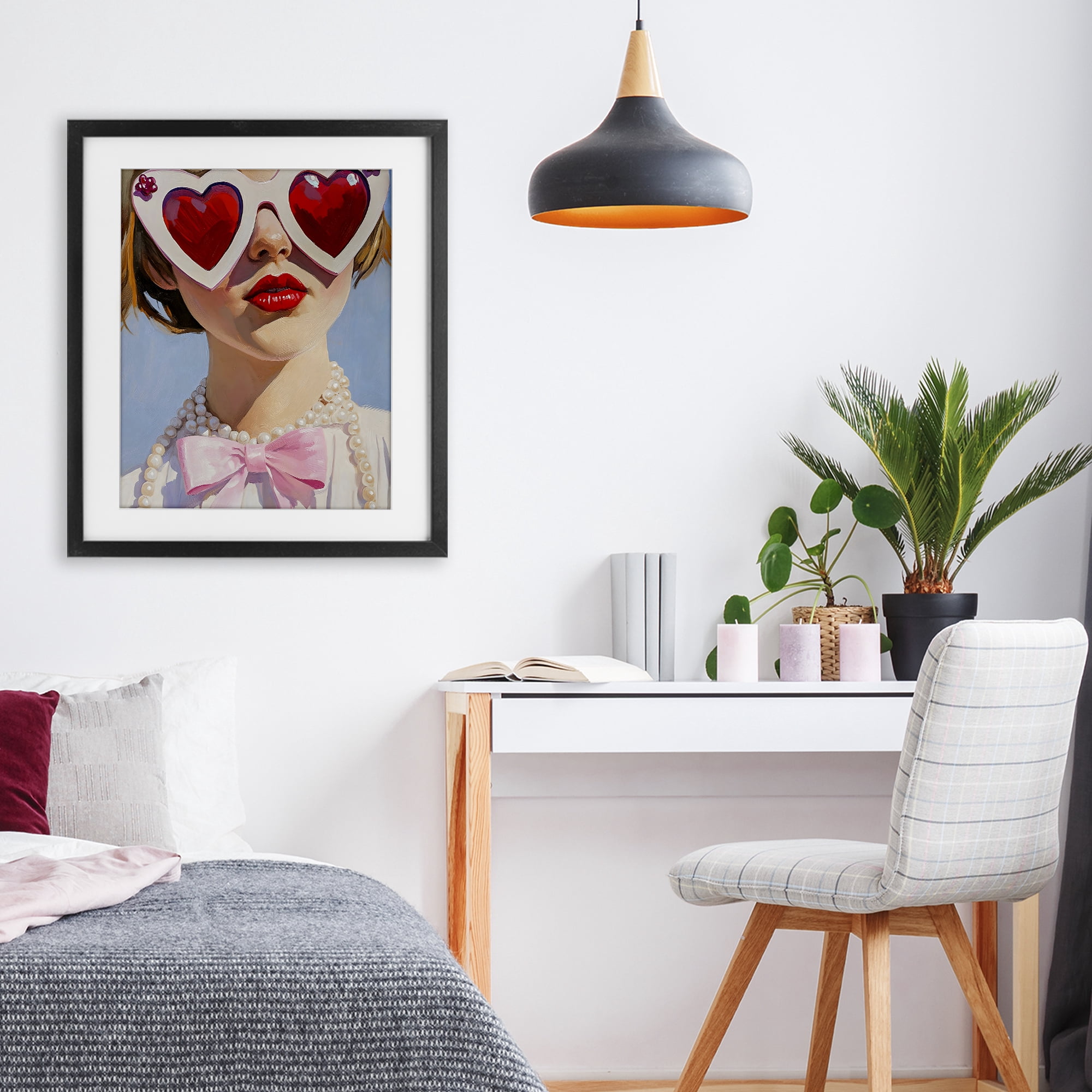 Stupell Industries Romantic Red Heart Glasses Black Framed Print Under Glass, design by The Prints Vibe