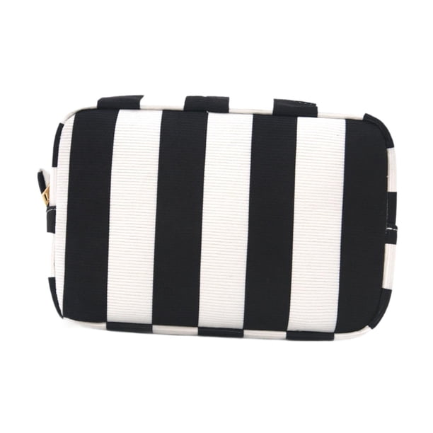 Neceser de viaje para cosméticos, neceser para artículos esenciales de viaje, brochas para niñas Blanco y negro