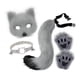 thumbnail image 4 of Conjunto de collar y cola de animal, encantador disfraz para fiestas temáticas, máscara facial de Halloween Gris, 4 of 9