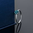 thumbnail image 4 of Gem Stone King 10K White Gold London Blue Topaz Solitaire Engagement Ring for Women (1.10 Cttw, Round 6MM, Gemstone November Birthstone, Size 5), 4 of 5