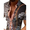 thumbnail image 3 of DYMADE Men Casual Printed Lapel Short Sleeve Buttons Shirt, 3 of 4