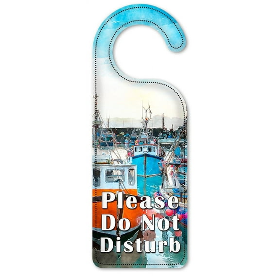 Do Not Disturb Door Knob Hanger Sign - Fishing Boats In the Bay