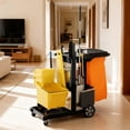 thumbnail image 2 of HOMCOM Commercial Janitorial Cart, Professional Cleaning Trolley, Black, 2 of 10