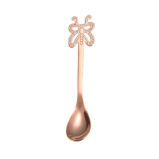 Tenedor portátil para cuchara de postre de té de acero inoxidable con forma de mariposa