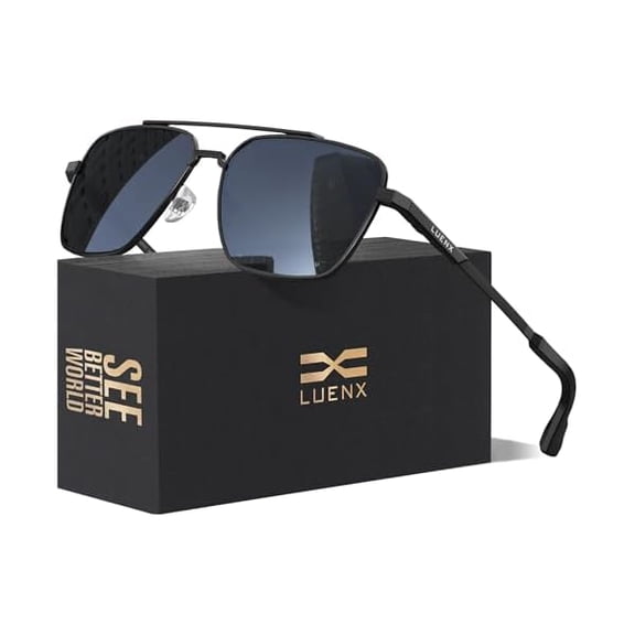 Aviator Sunglasses for Men Women Square Polarized Polygon Lens - UV 400 Protection