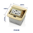 thumbnail image 3 of Leviton Boîte de Sol Pop-Up avec Réceptacle USB Type A Double, 20 Ampères, PFUS2-0BR, Laiton, 3 of 4