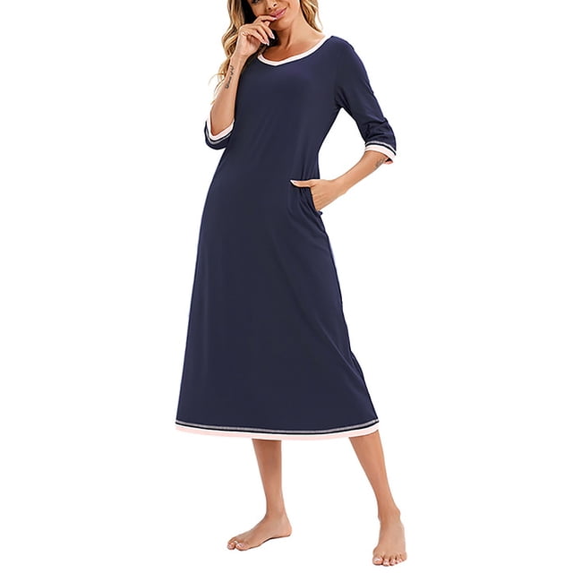 FAIWAD Nuisette Longue pour Femmes Confortable à Manches Courtes Chemise de Nuit Tenue d'Intérieur Décontractée Grande Taille Robe de Nuit Tenue d'Intérieur