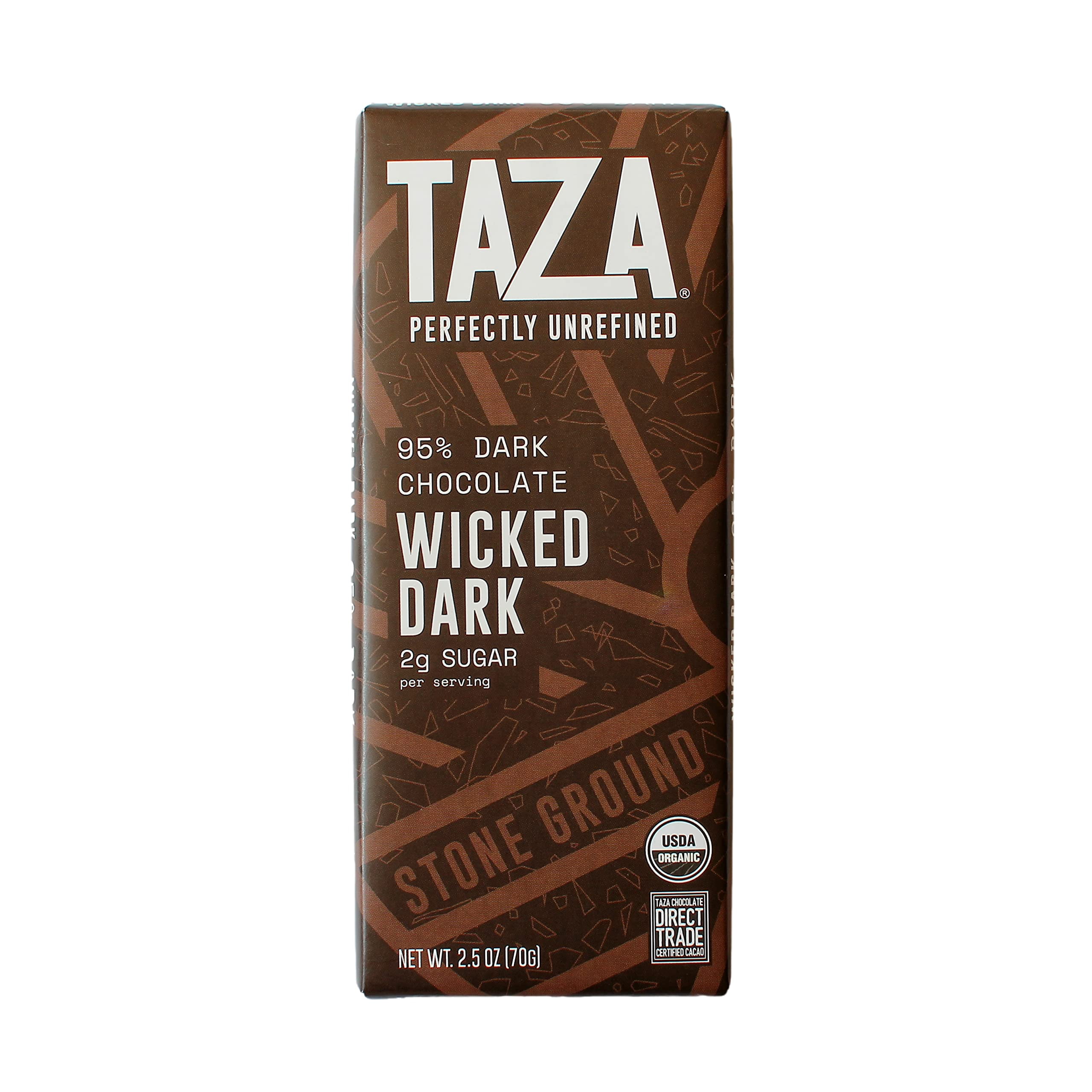 Taza Chocolate Organic Amaze Bar 95% Stone Ground, Wicked Dark, 2.5 Ounce (10 Count), Vegan
