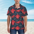 thumbnail image 2 of Fotbe Rose Flowers Hawaiian Shirt for Men Unisex Summer Beach Casual Short Sleeve Cotton Linen Button Down Shirts-X-Large, 2 of 5