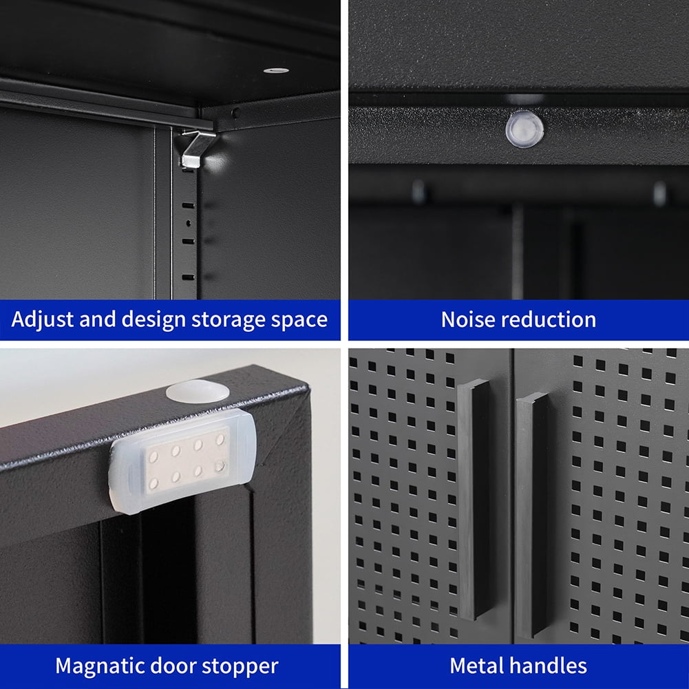 M optimized Steel Storage Cabinet with Hollow Door, Adjustable Shelves, Garage Cabinet File Cabinet for Home Office Garage, 31.5" x 15.75" x 39.96"
