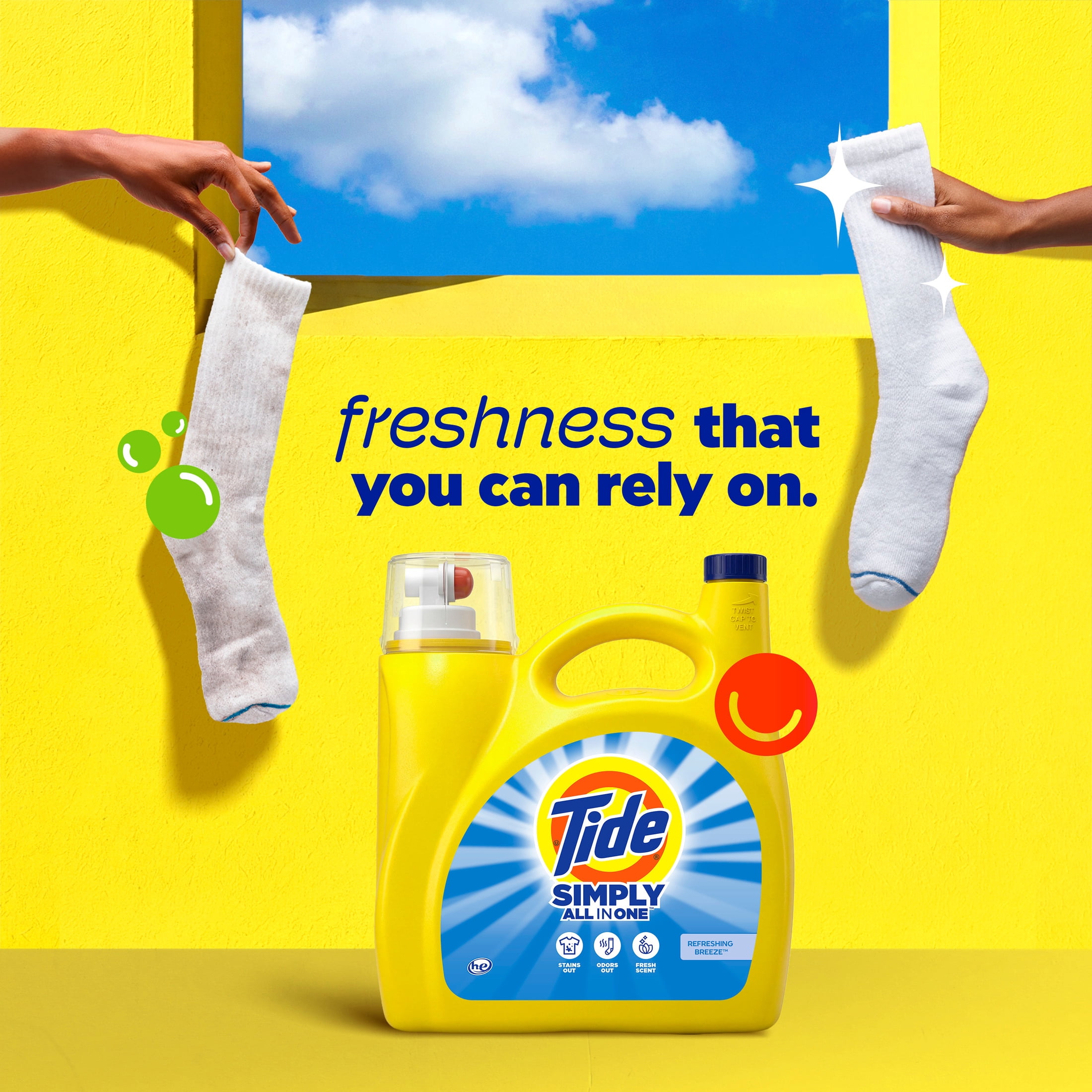 Tide Simply Laundry Detergent Liquid, All-In-One, Refreshing Breeze Scent, 85 Loads, 107 fl oz